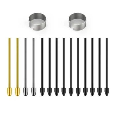 Abbildung von Metallspitzen/ spitzen Ersatz für Samsung Galaxy Tab S9/S9FE+/S9 Ultra/S8/S8+/S8 Ultra/S7/S7 FE/S6/S6 Lite/S22/S23/S24 Ultra S Stift, Kunststoff + Kupfer Titan Federn/Spitzen Clip Organizer