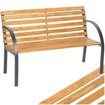 Abbildung von tectake® 2 Sitzer Gartenbank wetterfest, Holz im Landhausstil für Wintergarten Möbel, als romantische Balkonbank, Holzbank Garten, Gartenmöbel Bänke 119,5 x 62 83 cm