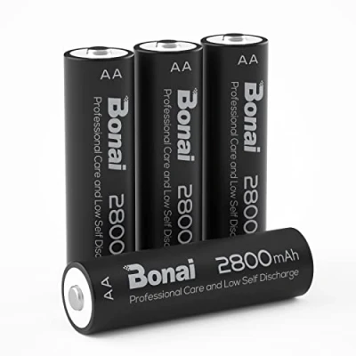 Abbildung von BONAI Akku AA 2800mAh 4 Stück Wiederaufladbare Batterien hohe Kapazität 1,2V Mignon Accu NI MH Aufladbare Akkubatterien HR6 Rechargeable Battery geringe Selbstentladung