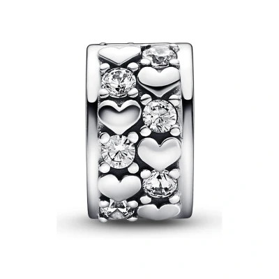 Abbildung von Pandora Infinite Hearts Sparkling CLIP Charm, Damen, Größe: One Size, Sterling silver