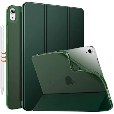 Abbildung von MoKo für iPad Air 6. Generation 11 Zoll Hülle M2 2024/iPad 5./4. Gen 2022/2020, Transluzent Matt Weich TPU Rückseite Hülle, Unterstützt Pencil Pro/2/USB C, Nachtgrün