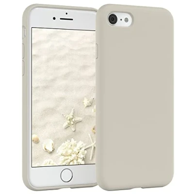 Abbildung von EAZY CASE Premium Silikon Handyhülle kompatibel mit iPhone SE (2022/2020) / 8/7, Slimcover Kameraschutz und Innenfutter, Silikonhülle, Schutzhülle, Bumper, Handy Case, Softcase, Taupe