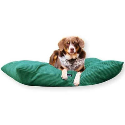 Abbildung von 4L Textil ZOE Hundekissen flauschig Cord Hundebett Grosse Hunde mit Bezug und Reißverschluss kuscheliges waschbar (80x60 cm, Grün(Stripes))