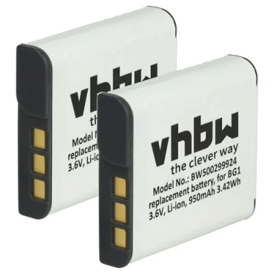 Abbildung von vhbw 2X Akku kompatibel mit Sony Cybershot DSC HX7V, HX9V, HX5, HX7, HX9, N1, HX5V Kamera (950 mAh, 3,6 V, Li Ion)