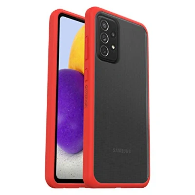Abbildung von OtterBox Sleek Hülle für Samsung Galaxy A72, stoßfest, sturzsicher, ultraschlank, schützende Hülle, Getestet nach Militärstandard, Transparent/Rot, Keine Einzelhandelsverpackung