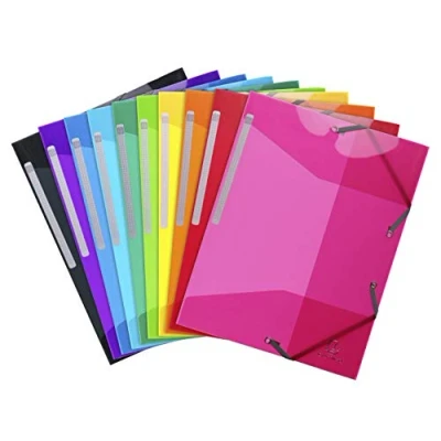 Abbildung von Exacompta 55670E Packung (mit 10 Sammelmappen Iderama PP 500µ, Gummizug, 3 Klappen, 24 x 32 cm ideal für einen sicheren Transport Ihrer Dokument in Format DIN A4) Stück, farbig sortiert