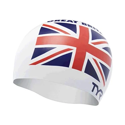 Abbildung von TYR Unisex Badekappe Britain Silikon für Erwachsene, Weiß