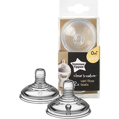 Abbildung von Tommee Tippee Closer to Nature Baby Bottle Teats, Breast like, Anti colic valve, Soft Silicone, Vari Flow, Pack of 2