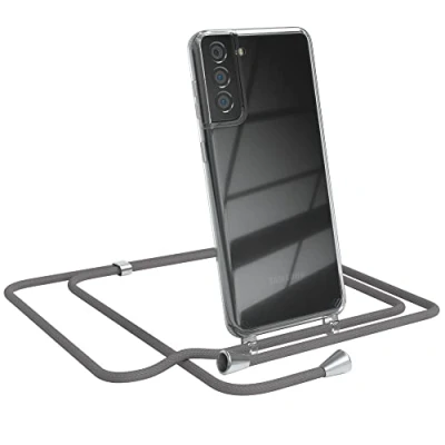 Abbildung von EAZY CASE Handykette kompatibel mit Samsung Galaxy S21 Plus 5G Handyhülle Umhängeband, Handykordel Schutzhülle, Silikonhülle, Hülle, Stylische Kette Hülle für Smartphone, Anthrazit