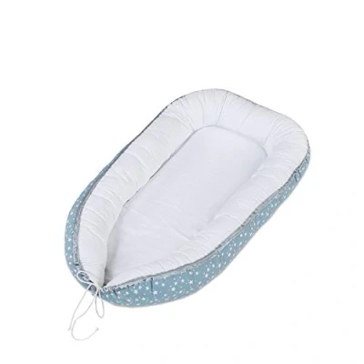 Abbildung von babybay Kuschelnest, azurblau Sterne weiß