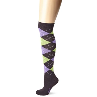 Abbildung von Pfiff 100322 Unisex Reitstrumpf, kariert Socke Gr. 37, Darkgreen/purple