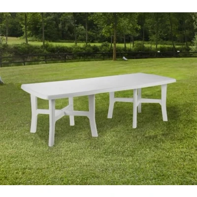 Abbildung von Dmora Rechteckiger ausziehbarer Gartentisch, Made in Italy, 160x100x72 cm (geschlossen), Farbe Weiß