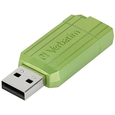 Abbildung von Verbatim PinStripe USB Stick 64GB, 2.0, Speicherstick, für Laptop Notebook Ultrabook TV Autoradio, 2.0 Stick, Datenstick mit Schiebemechanismus, Eucalyptus Green