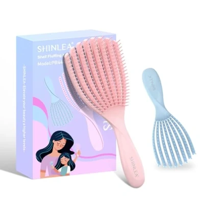 Abbildung von Haarbürste,SHINLEA 2 Stücke Haarbürste Ohne Ziepen für Damen,Herren &amp; Kinder,Detangler Bürste Locken Lange Haare,Entwirrbürste Nasses und Trockenes Haar,Müheloses Frizzfreies Haarstyling