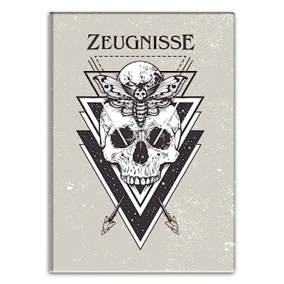 Abbildung von itenga Zeugnismappemit Motiv DIN A4 Dokumentenmappe Zeugnisse für Kinder Jugendliche Schüler Mädchen (Totenkopf)