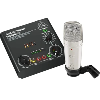 Abbildung von Behringer VOICE Studio Complete Recording Bundle mit Kondensatormikrofon, Röhrenvorverstärker 16 Preamp Voicings und USB/Audio Interface