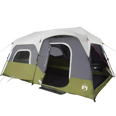Abbildung von vidaXL Familienzelt, Campingzelt mit LED, Gruppenzelt für 9 Personen Quick Release, Outdoor Zelt Abnehmbarem Überzelt, Hellblau
