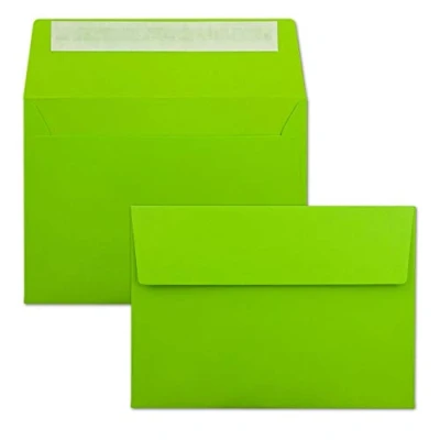 Abbildung von 50x Briefumschläge Hell Grün DIN C6 Format 11,4 x 16,2 cm Haftklebung Kuverts ohne Fenster Weihnachten, Grußkarten &amp; Einladungen Für A6 A4 Papier