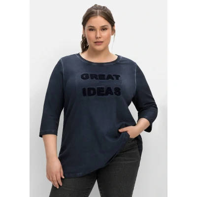 Abbildung von Sheego Langarmshirt, Damen, Größe: 40/42, Nachtblau