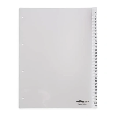 Abbildung von Durable Zahlenregister aus Kunststoff, A4 hoch, volldeckend, 1 31, transparent, 681919