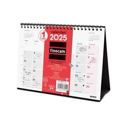 Abbildung von Finocam Neutraler Tischkalender zum Schreiben 2025, Monatsansicht, Januar 2025 Dezember (12 Monate), Katalanisch