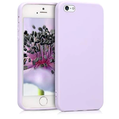 Abbildung von kwmobile Hülle kompatibel mit Apple iPhone SE (1.Gen 2016) / 5 5S weiches TPU Silikon Case Cover geeignet für kabelloses Laden Lavendel