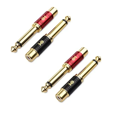 Abbildung von Cable Matters 4er Pack RCA auf 6,35mm Adapter (Chinch 6.3mm Klinke Audio Adapter, Adapter), Stecker Cinch Buchse