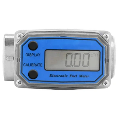 Abbildung von Durchflussmesser für Kraftstoff Wasser Turbine Digital Kraftstoffzähler Diesel Benzin 15 120L/min 1 Zoll NPT (Farbe : Blau)