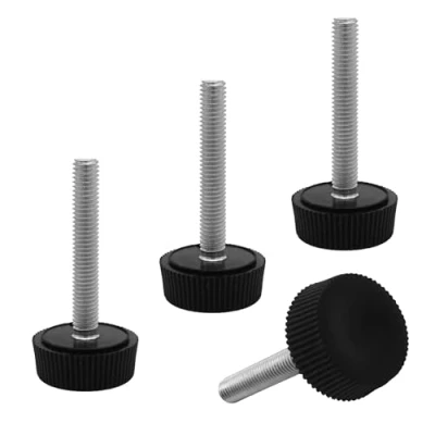 Abbildung von SKIR&#039;CO Möbel Nivellierfüße M5 x 30 mm, verstellbare runde Metallbeine, Gewinde Vorbau, Nivellierfuß, 4 Stück