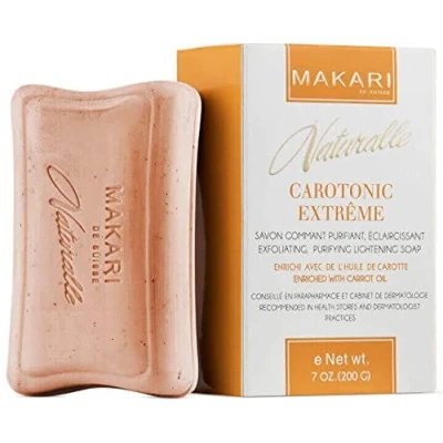Abbildung von Makari Naturalle Carotonic Extreme Haut Aufhellung Seife 7oz. Exfoliating &amp; Toning Body mit Karottenöl SPF 15 Reinigung Whitening Behandlung für dunkle Flecken Akne Narben
