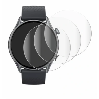 Abbildung von Savvies 4 Stück Full Screen Schutzfolie für Huami Amazfit GTR 3 Cover Displayschutz Folie [3D Curved, Transparent, Anti Fingerabdruck]