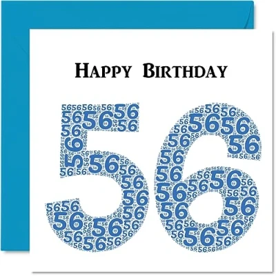Abbildung von lustige Geburtstagskarte zum 56. Geburtstag für Männer Shapecloud Happy Birthday Karte Vater, Mutter, Großvater, Nanny, Oma, Onkel, Tante, Cousin, Freund, 145 mm x Grußkarten,