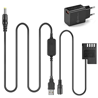Abbildung von Raeisusp USB Ladekabel + DMW DCC12 BLF19E Dummy Batterie QC3.0 Adapter für Lumix DMC GH3 GH4 GH5