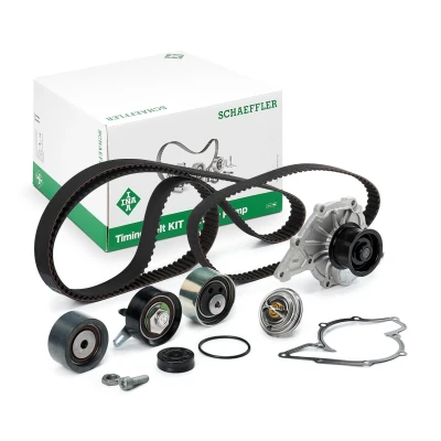 Abbildung von INA 530 0416 31 Wasserpumpe + Zahnriemensatz mit Thermostat AUDI: A4 B5 Avant, B6 Limousine, A6 C5 Avant