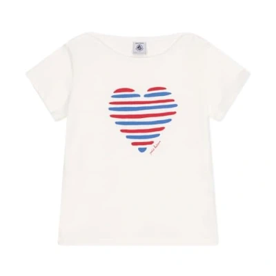 Abbildung von Petit Bateau KURZÄRMELIGES MIT Herzmotiv Tshirt print für Kinder, Größe: 152, Marshmallow