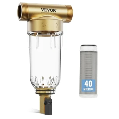 Abbildung von VEVOR Spin Down Filter, 40 Mikron Sedimentfilter für das ganze Haus Brunnenwasser, 3/4 Zoll GF + 1 GM, 4 T/H hohe Durchflussrate, Brunnenwasser