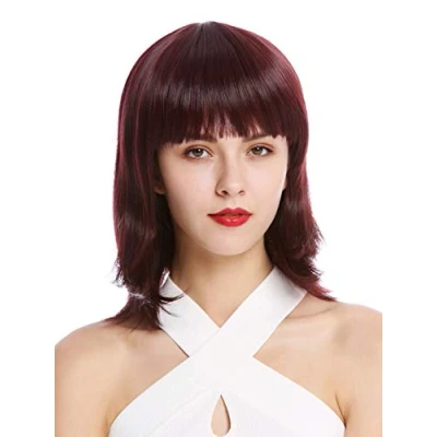 Abbildung von WIG ME UP YZF 4362 110 Perücke Damenperücke Bob Longbob kurz glatt Pony Rot Auberginenrot