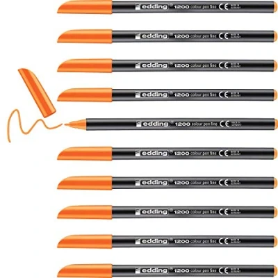 Abbildung von edding 1200 Fasermaler fein neon orange 10 Stifte Rundspitze 1 mm Filzstift zum Zeichnen und Schreiben für Schule, Mandala