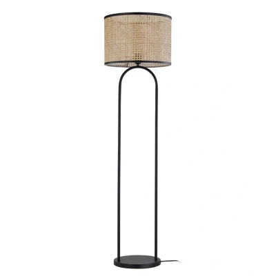 Abbildung von Lindby Stehleuchte Yaelle, 146 cm hoch, Rattan, schwarz, E27