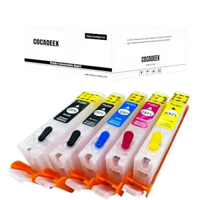Abbildung von COCADEEX Leere nachfüllbare Tinte, kompatibel mit Canon PGI 570XL CLI 571XL, für Pixma TS5050 MG5750 MG5700 MG5751 MG5752 MG5753 MG6800 MG6850 MG6851 MG6852 MG6853 TS5051 TS5053 TS5055 TS6050 Drucker