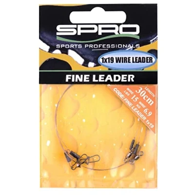 Abbildung von Spro Pike Fighter Fine Leader 1x19 2 Stahlvorfächer zum Spinnfischen, Stahlvorfach Spinnangeln, Vorfach Hechtangeln, Länge/Tragkraft:30cm 6.8kg