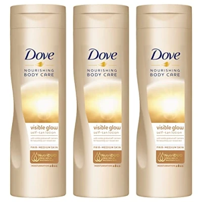 Abbildung von 3x Dove selbstbräunende und pflegende Bodylotion für helle normale Haut je 250ml