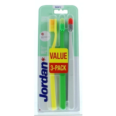Abbildung von Jordan Clean Smile Zahnbürste weich 1op. 3pcs mix Farben
