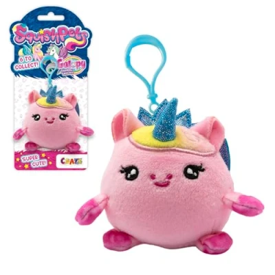 Abbildung von SquishPets Keychain Galupy Rainbow Unicorn Kuscheltier Daisy, Einhorn Plüschtier in einem Schlüsselanhänger, 6 cm