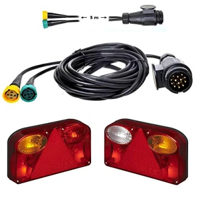 Abbildung von Rückleuchten Set Anhänger inkl. Kabelsatz 5m mit 13 polig Stecker