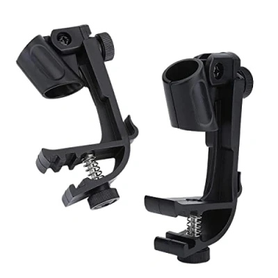 Abbildung von 2 Stück Drum Mikrofon Clips Verstellbare Clip Microphone Rim Halterung für Mikrofonzubehör (Schwarz)
