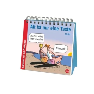 Abbildung von Butschkow: Alt ist nur eine Taste Premium Postkartenkalender 2024. Witziger Kalender für Rentner: Cartoons mit einem Augenzwinkern alle in den besten Jahren.