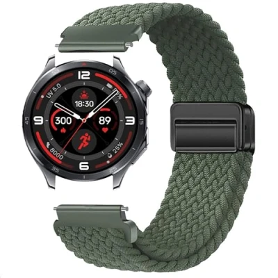 Abbildung von GIOPUEY Armband Kompatibel mit OnePlus Watch 3, Geflochtenes Nylon [Unisex] elastisch Ersatzarmband Green