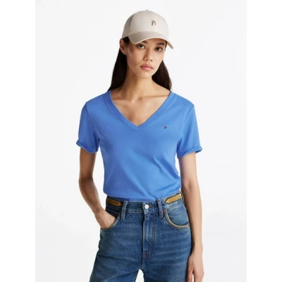 Abbildung von Tommy Hilfiger NEW SLIM CODY V NECK Tshirt basic, Damen, Größe: XL, Blue spell
