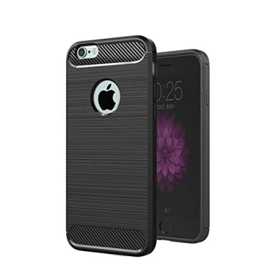 Abbildung von betterfon Carbon TPU Silikon Handy Tasche Hybrid Case Schutz Hülle Panzer Cover Bumper für Apple iPhone 6 / 6s Schwarz